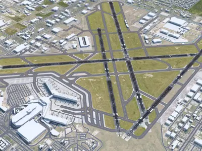 Houston William Hobby Airport 10km Low-poly 3D model