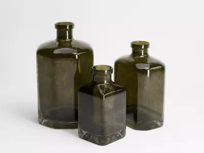 Old Bottles Set Low-poly 3D model