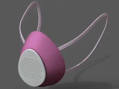 Gas mask respirator pink  Low-poly 3D model