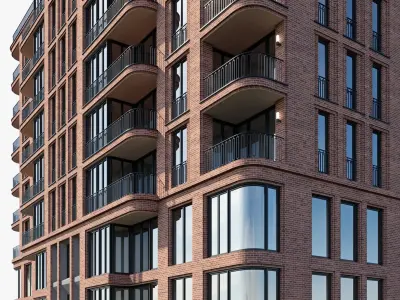 Brick residential building 3D model