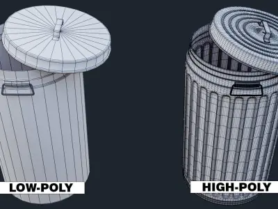 Dust Bin Low-Poly Low-poly 3D model