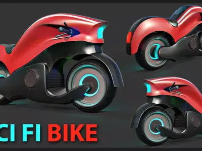 Sci-fi Bike Game Ready 1 3D model