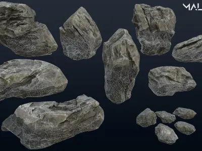 Rock Pack 4K PBR Game Ready  Low-poly 3D model