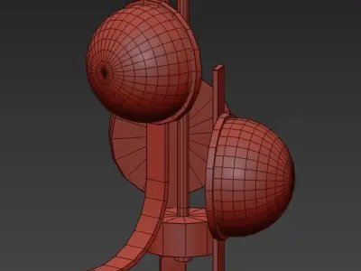 Script gold chandelier with balls hanging from it 3D model