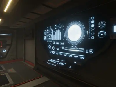 Sci-Fi Computer Wall Segment Low-poly 3D model