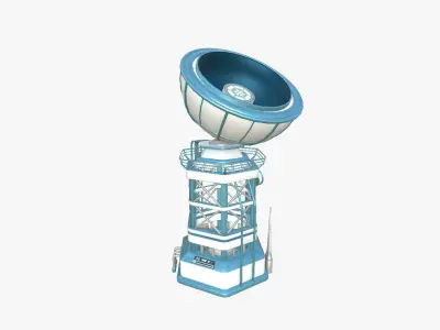 SciFi Antenna Tower A01 White Blue - Sci Fi Exterior Design Low-poly 3D model
