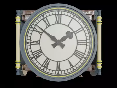 Train Station Clock - Low poly PBR Low-poly 3D model