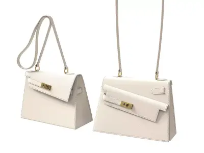 Hermes Kelly Sellier en Desordre White Low-poly 3D model