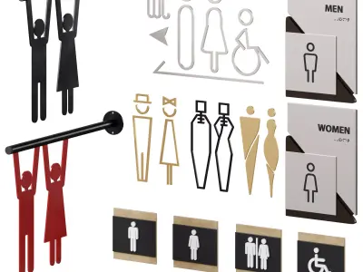 Restroom Directional Door Signs 6 3D model