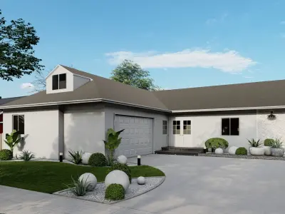 3D Exterior Scene 3D model design garden and landscape 3D  3D model