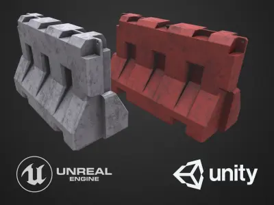 Plastic Barrier Low-poly 3D model