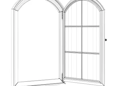 Brown Metal Window 940mm x 1440mm 3D model