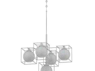 Yosef brass chandelier with frosted glass shades 3D model