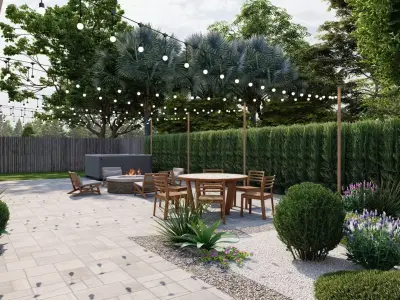 3D Exterior Scene 3D model design garden and landscape 3D model 4