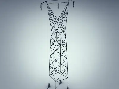 Electricity Tower Low-poly 3D model