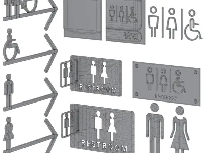 Restroom Directional Door Signs 2 3D model