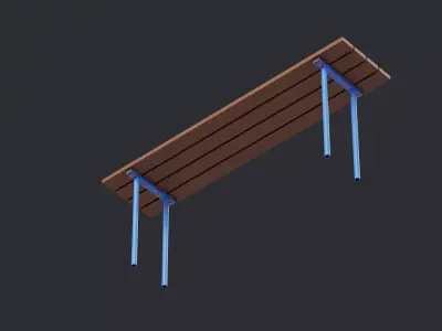 Bench Outdoor 02 Blue  Low-poly 3D model