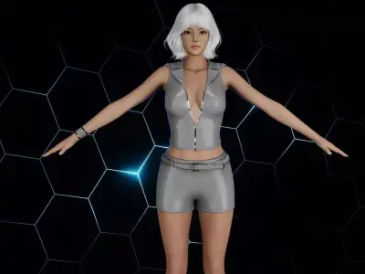 Lokha 3d SciFi low Poly Girl model with HQ Quality PBR Texture  Low-poly 3D model