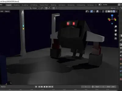 a man standing at the monster Free 3D model