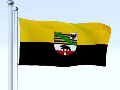 Animated Saxony-Anhalt German State Flag Low-poly 3D model