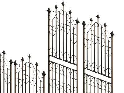 Modular wrought iron fence set Low-poly 3D model