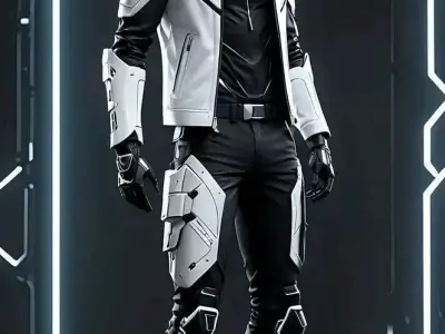 Futuristic Hooded Figure Cyberpunk Character Glowing Armor Low-poly 3D model