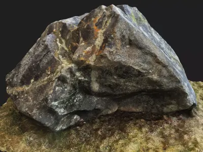 Realistic Scanned Mossy Rock 3d Model 3D model