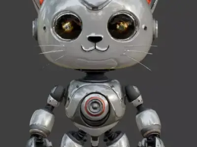 Futuristic Robot Cat 3D Model Low-poly 3D model