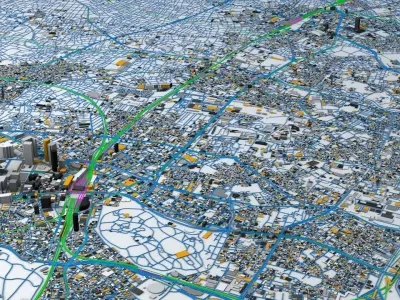 Shinjuku Railway System Road Network Streets and Buildings 3D model