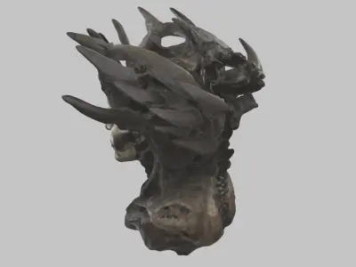 HR Giger Woman Scifi Head Bust Low-poly 3D model