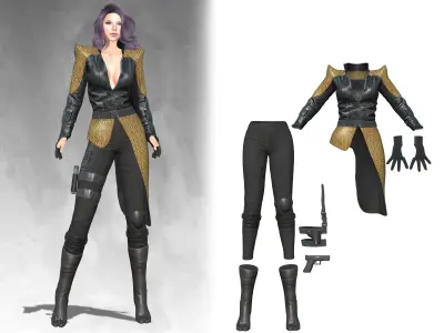 Concept Sci-Fi Full Combat Outfit Low-poly 3D model