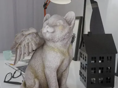 Cat Angel Photorealistic PBR Low-poly 3D model