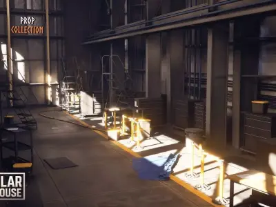 Modular Warehouse Low-poly 3D model