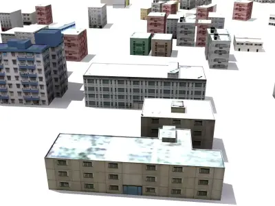 Building Collection Low Poly hospital Low-poly 3D model
