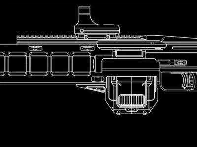 QBS-2000 gun with handle 3D model