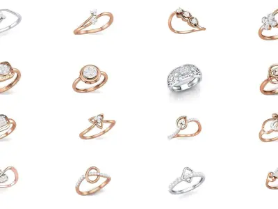 70 Minimalist Light wt Diamond Women ring 3dm stl obj  3D Model Pack