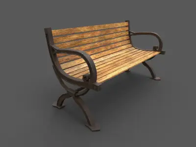 Street Bench Pack 6 Low-poly 3D model
