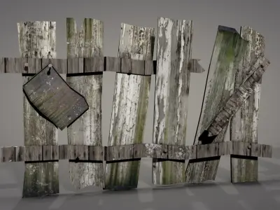 Damaged Fences Low-poly 3D model