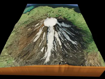 Mount Vsevidof 3d terrain model Low-poly 3D model