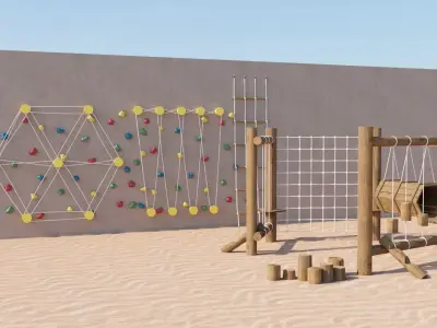 Outdoor Playground Climbing Set for Kids 3D Model 3D model