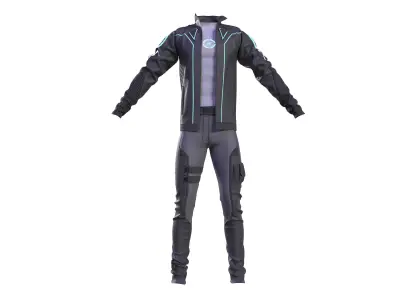 Scifi futuristic male outfit scifi jacket shirt pants 3D model