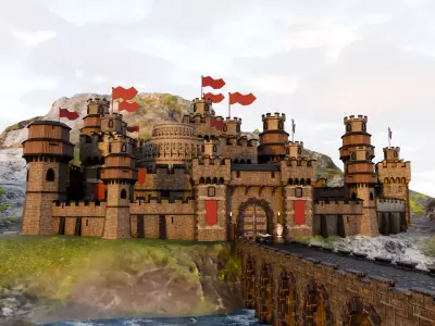 Modular Fortress Castle Environment Kit High Quality PBR Low-poly 3D model