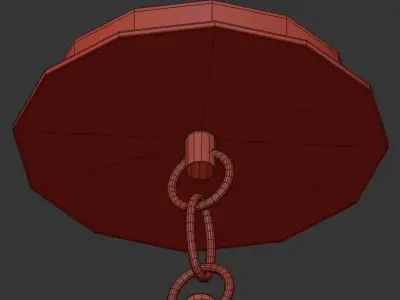 Linara 6 chandelier with shade and gold rods 3D model