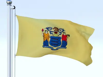 Animated New Jersey Flag Low-poly 3D model