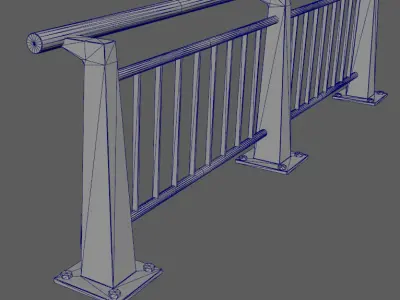 handrail bridge railing  Bridge metal railing Low-poly 3D model