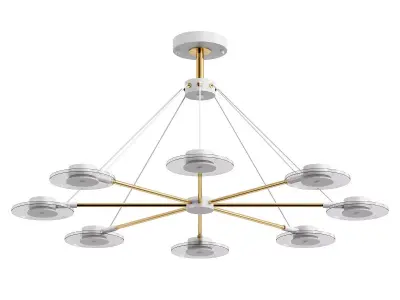 nadin chandelier with six glass shades and gold accents 3D model
