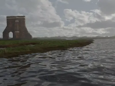 Realistic grassland landscape scene 3D model