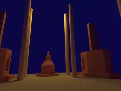 Fantana pillars in middle of night Free 3D model