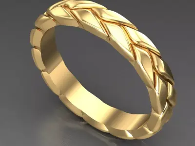 Light Gold Diamond Men Ring 2MR040 3D model