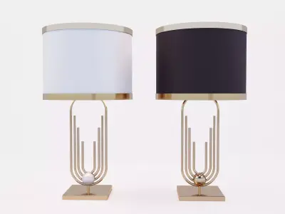 Modern Gold Curved Pipe Table Lamp Abajurs Metal 3D model